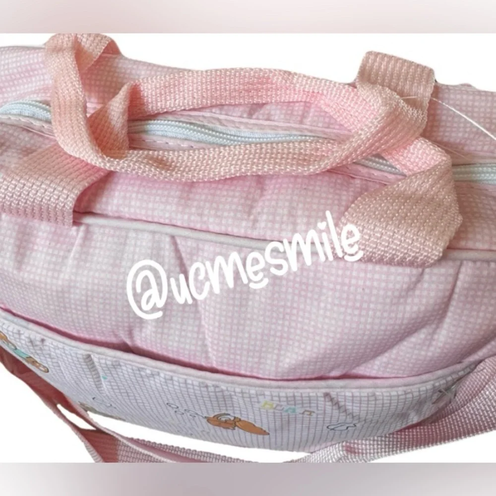 Precious Moments Vintage 6-in-1 Pink Medium Baby Diaper Bag w/ Teething Toy Ring